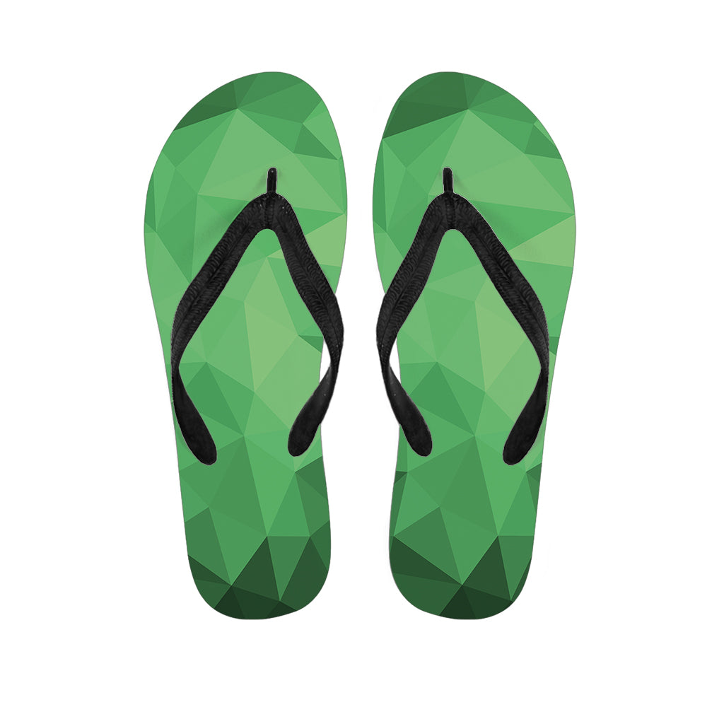 Green Polygonal Geometric Print Flip Flops