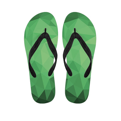 Green Polygonal Geometric Print Flip Flops