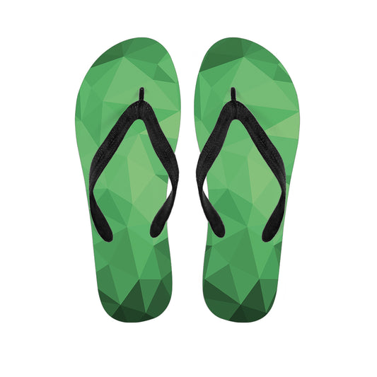 Green Polygonal Geometric Print Flip Flops