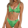 Green Polygonal Geometric Print Front Bow Tie Bikini