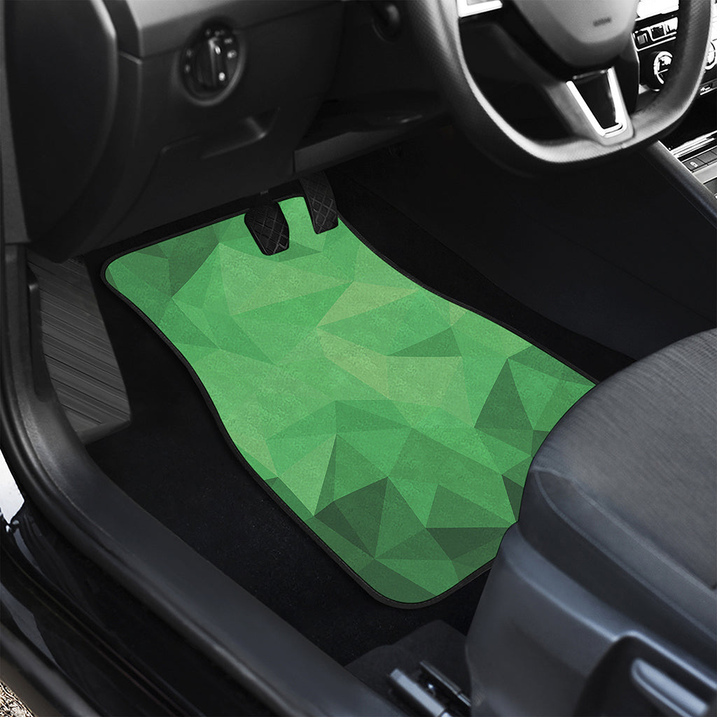 Green Polygonal Geometric Print Front Car Floor Mats