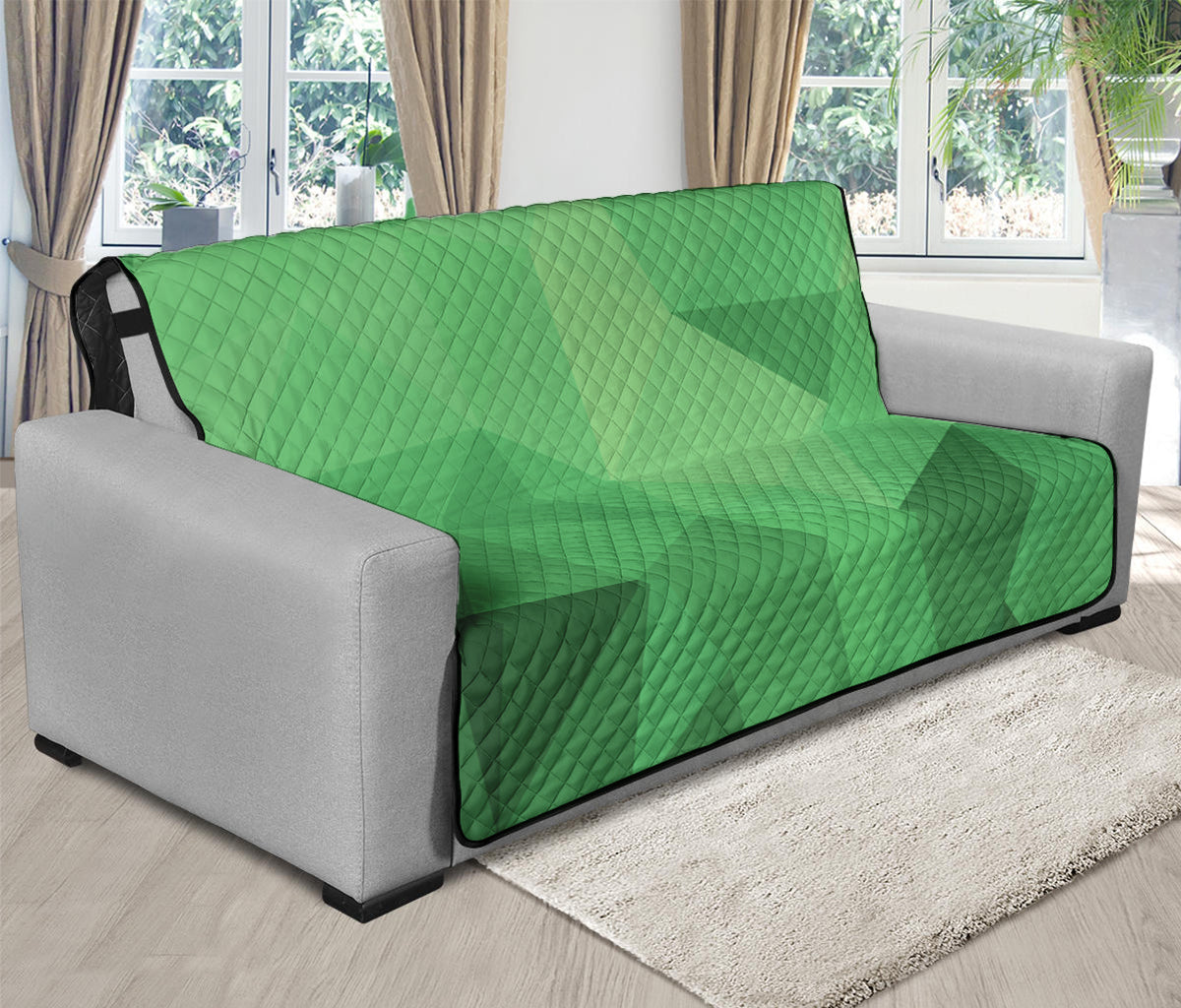 Green Polygonal Geometric Print Futon Protector