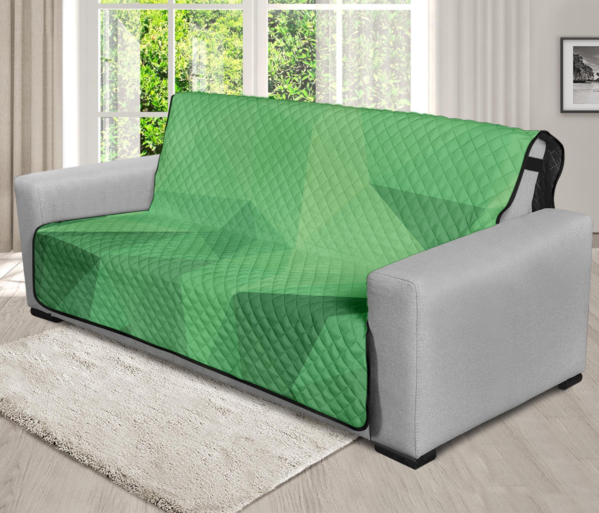 Green Polygonal Geometric Print Futon Protector