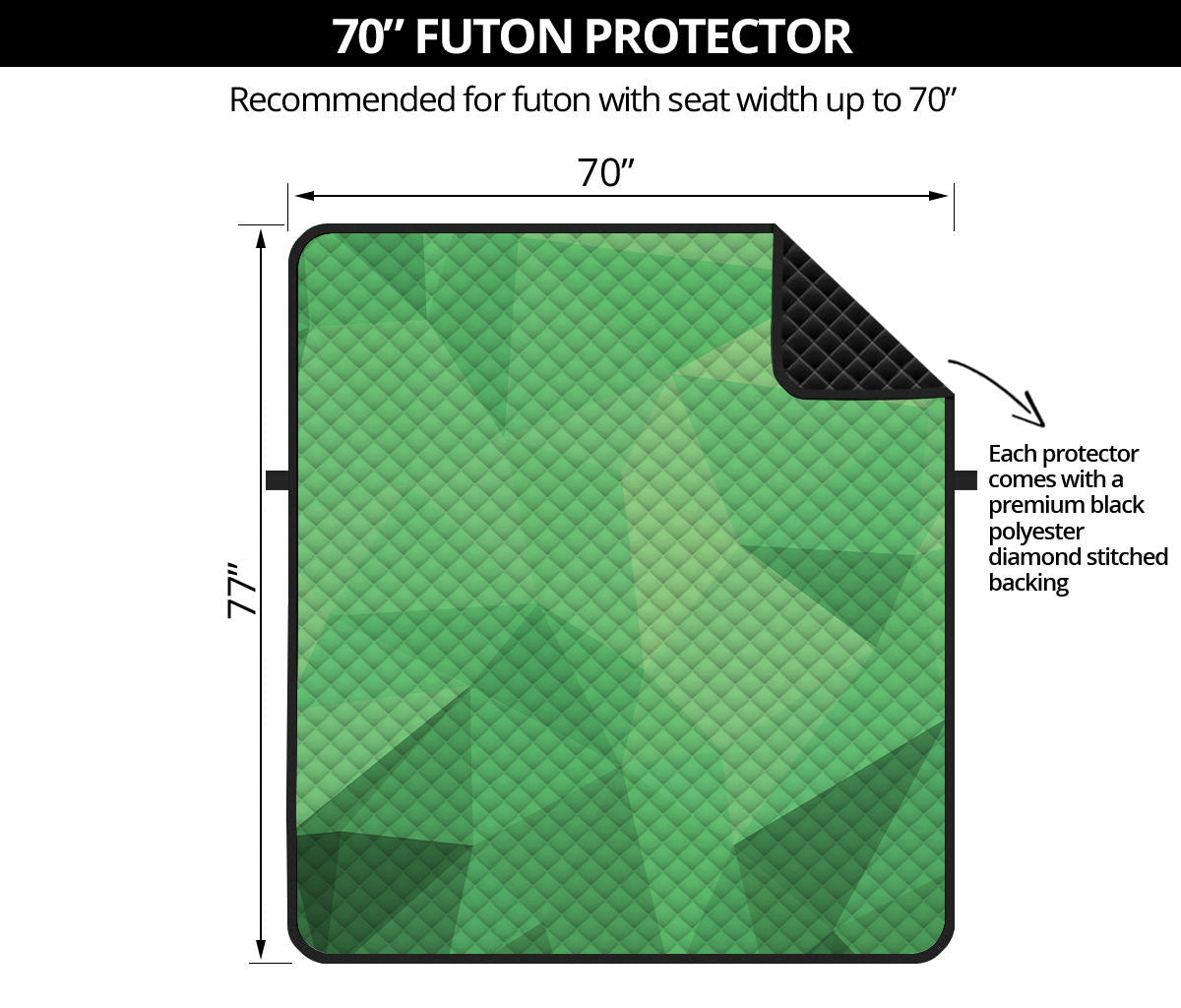 Green Polygonal Geometric Print Futon Protector