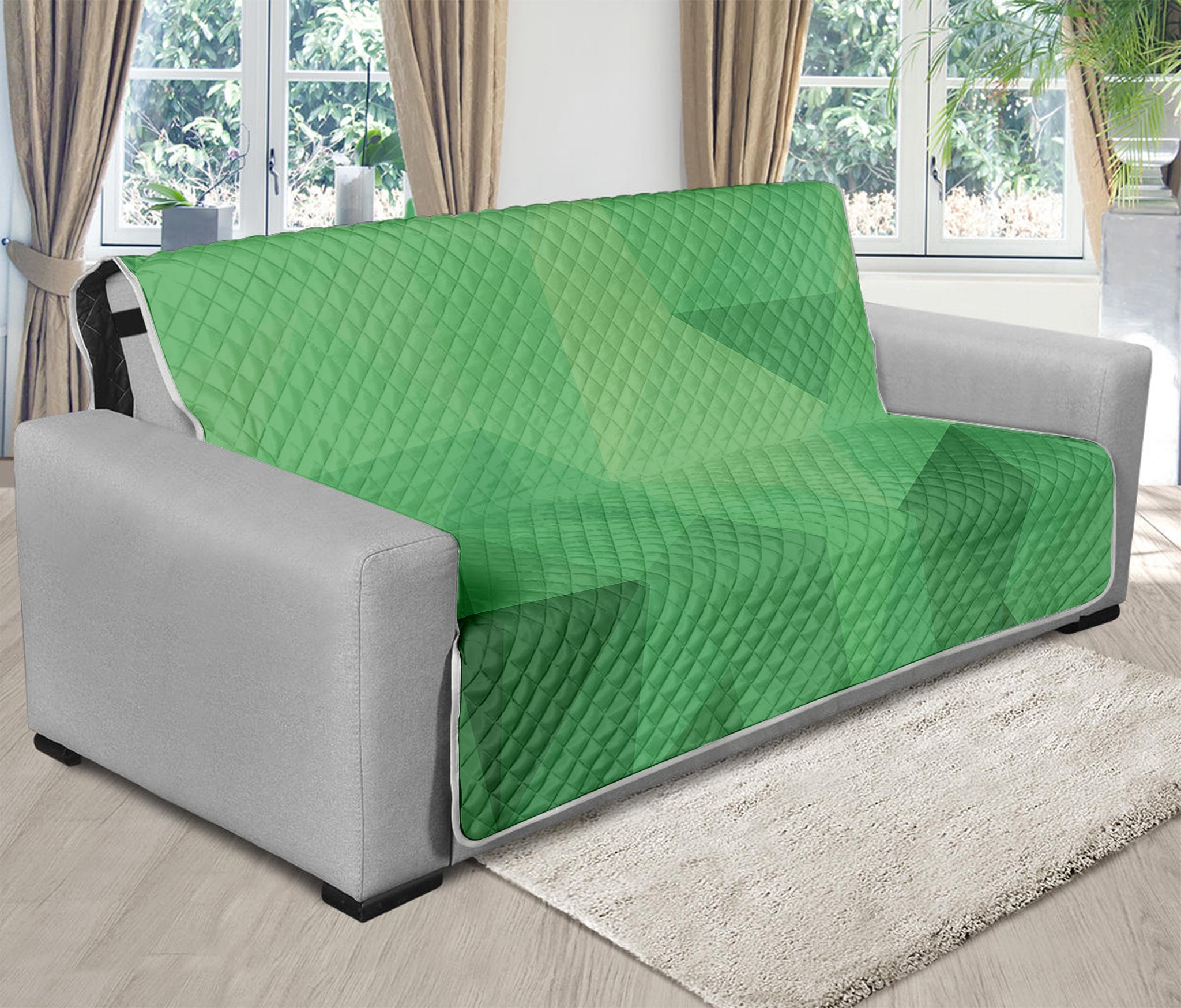 Green Polygonal Geometric Print Futon Protector