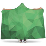Green Polygonal Geometric Print Hooded Blanket