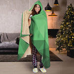 Green Polygonal Geometric Print Hooded Blanket