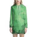 Green Polygonal Geometric Print Pullover Hoodie Dress