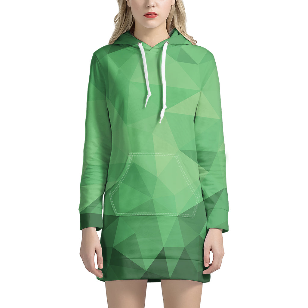 Green Polygonal Geometric Print Hoodie Dress