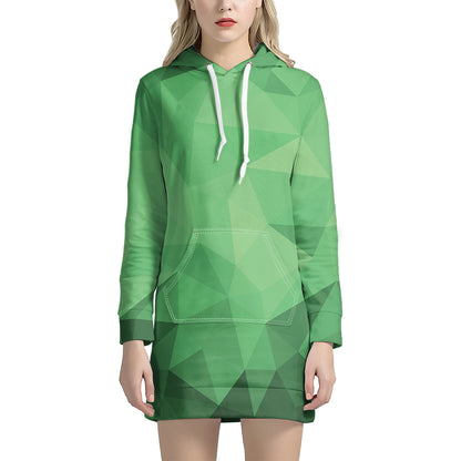 Green Polygonal Geometric Print Hoodie Dress