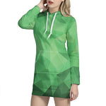 Green Polygonal Geometric Print Hoodie Dress