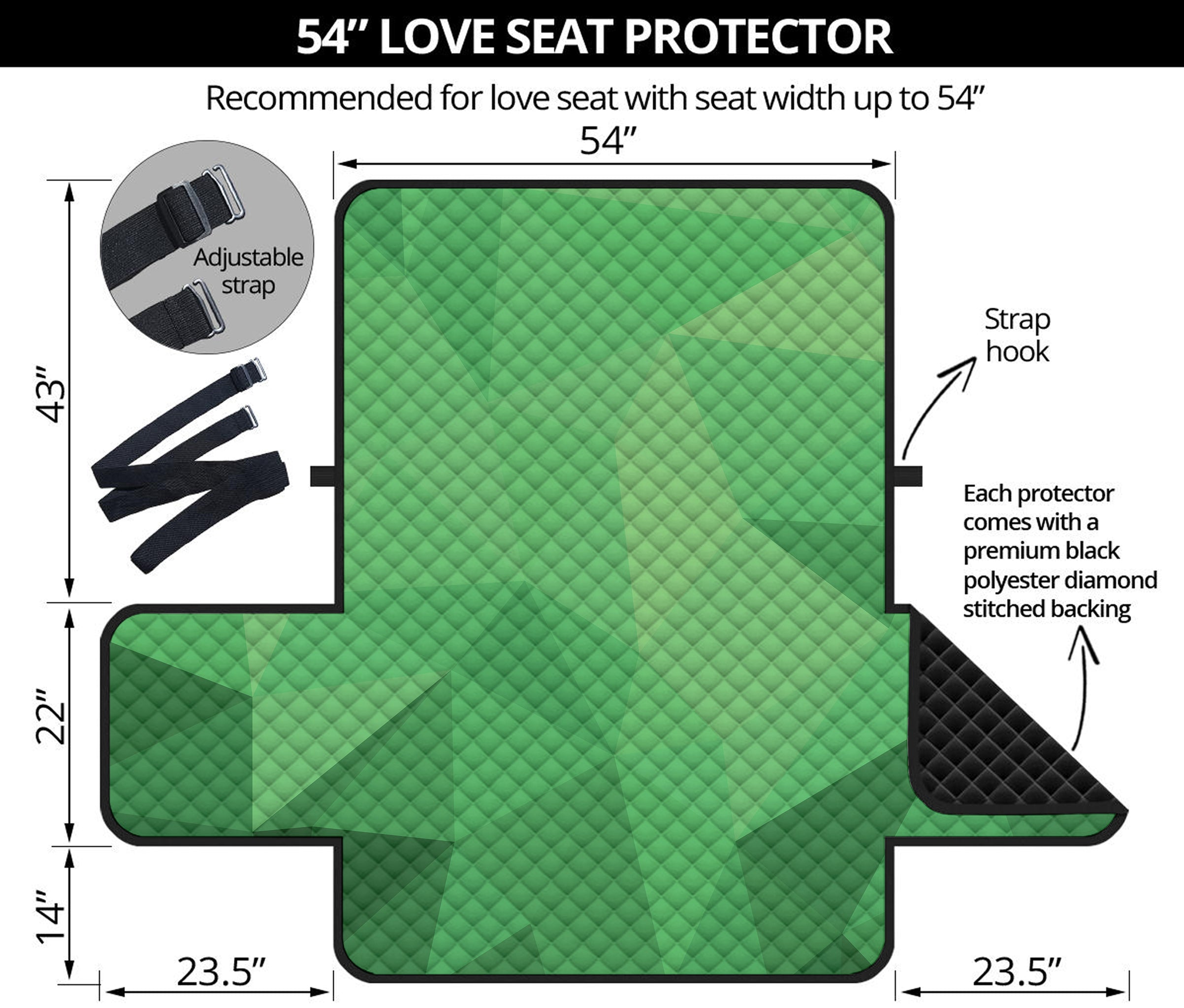 Green Polygonal Geometric Print Loveseat Protector