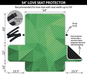 Green Polygonal Geometric Print Loveseat Protector