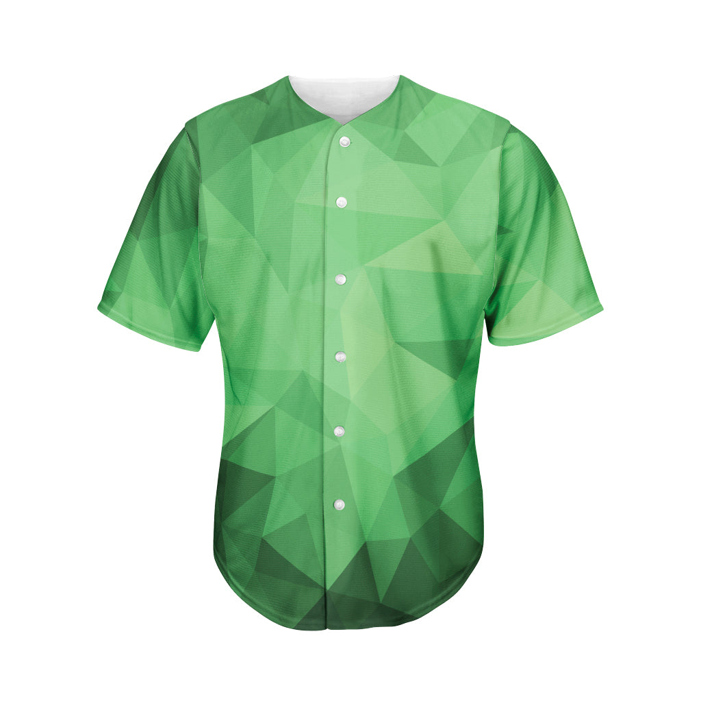 Green Polygonal Geometric Print Men's Baseball Jersey