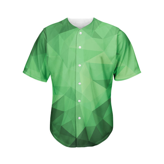 Green Polygonal Geometric Print Men's Baseball Jersey