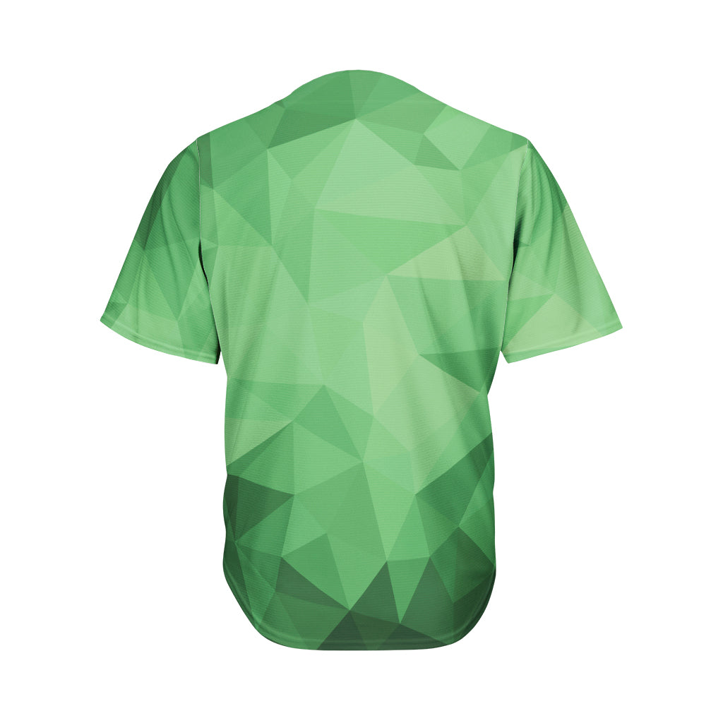Green Polygonal Geometric Print Men's Baseball Jersey