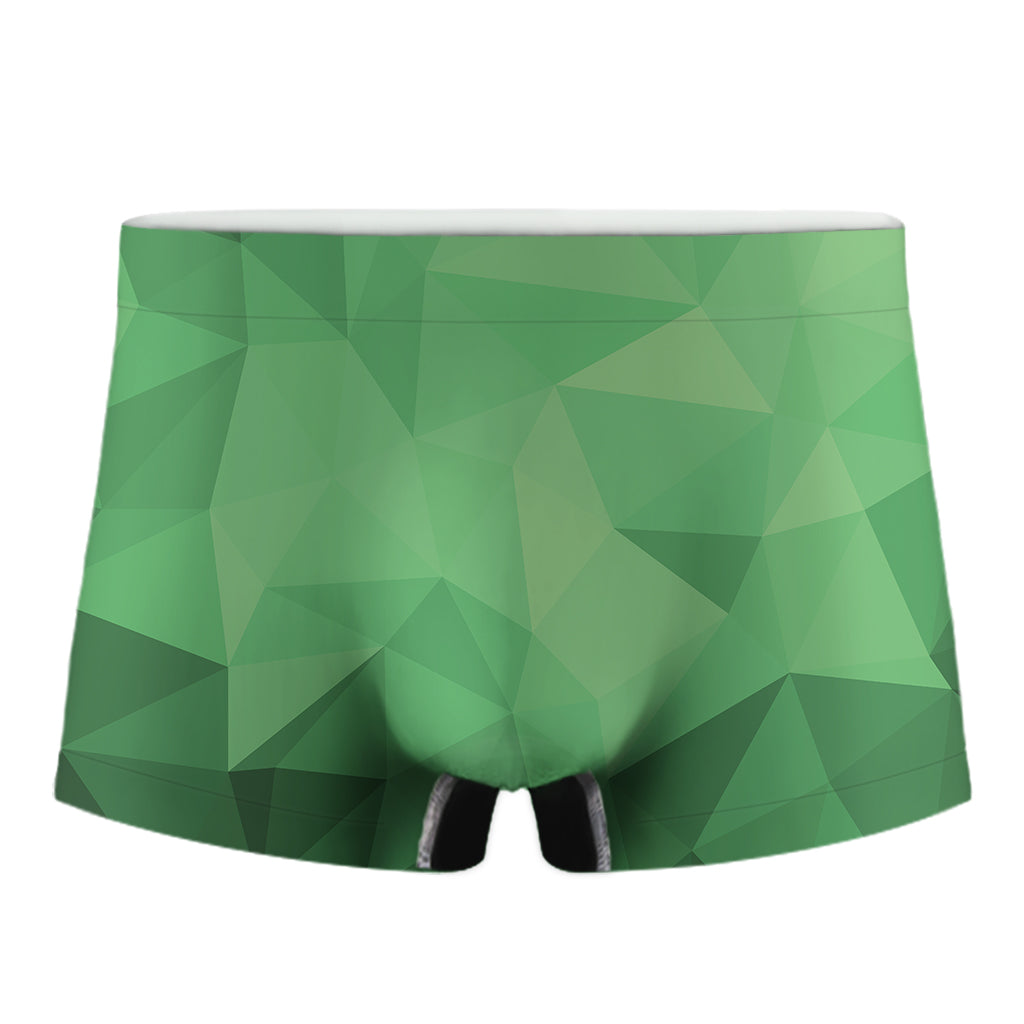 Green Polygonal Geometric Print Men's Boxer Briefs