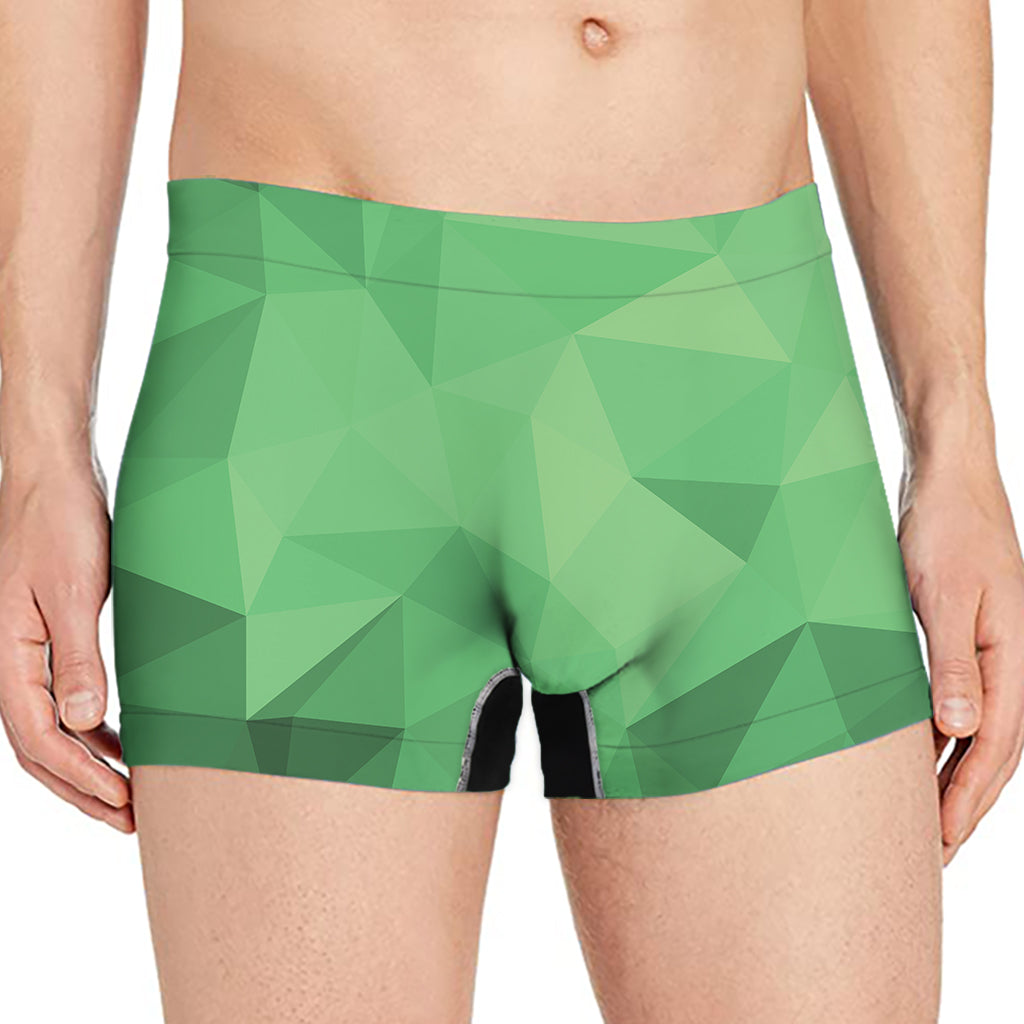 Green Polygonal Geometric Print Men's Boxer Briefs