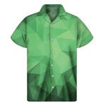 Green Polygonal Geometric Print Men's Short Sleeve Shirt