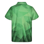 Green Polygonal Geometric Print Men's Short Sleeve Shirt