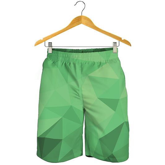 Green Polygonal Geometric Print Men's Shorts
