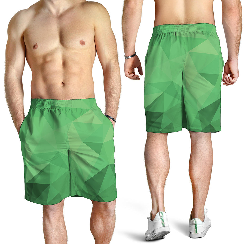 Green Polygonal Geometric Print Men's Shorts