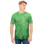 Green Polygonal Geometric Print Men's T-Shirt