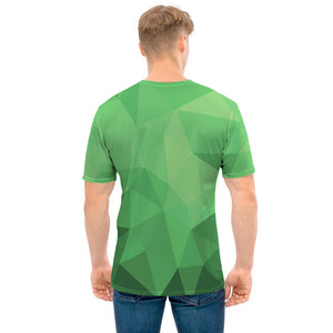 Green Polygonal Geometric Print Men's T-Shirt