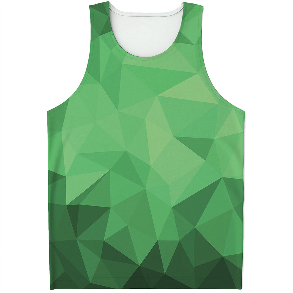 Green Polygonal Geometric Print Men's Tank Top