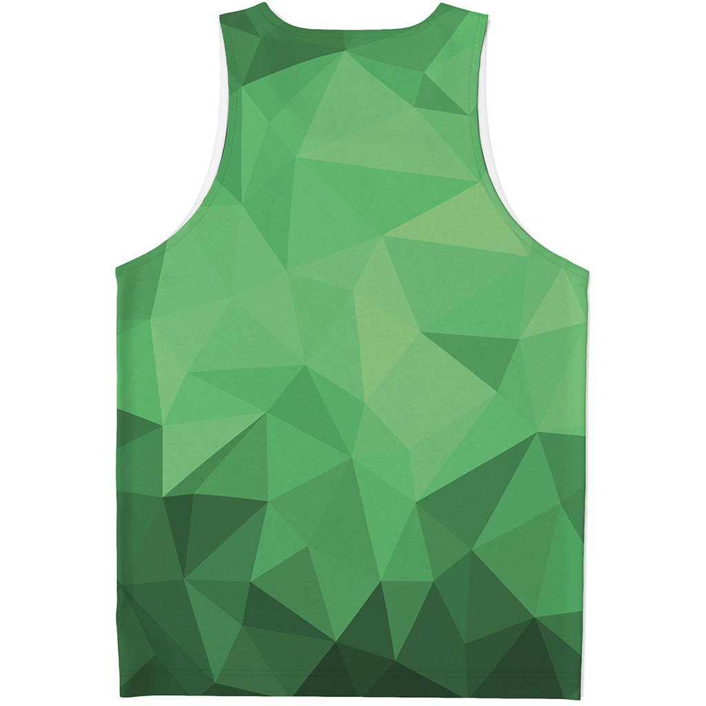 Green Polygonal Geometric Print Men's Tank Top