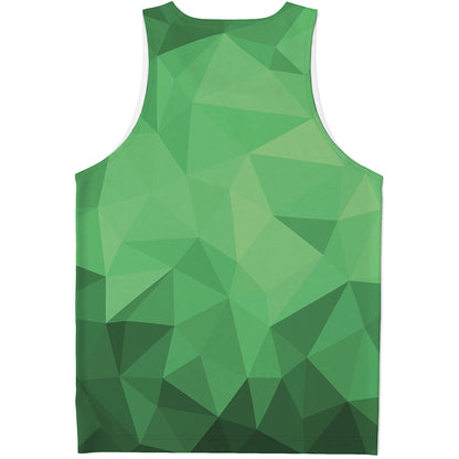 Green Polygonal Geometric Print Men's Tank Top