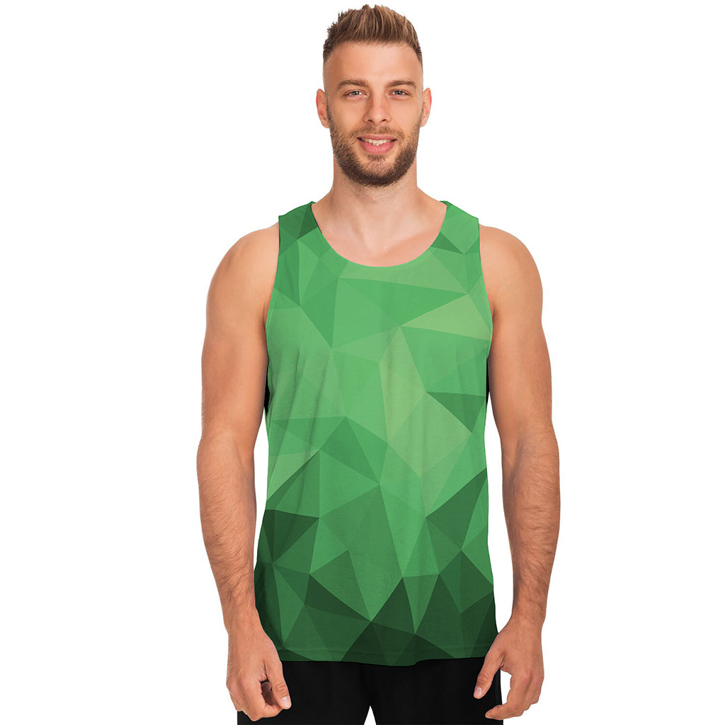 Green Polygonal Geometric Print Men's Tank Top