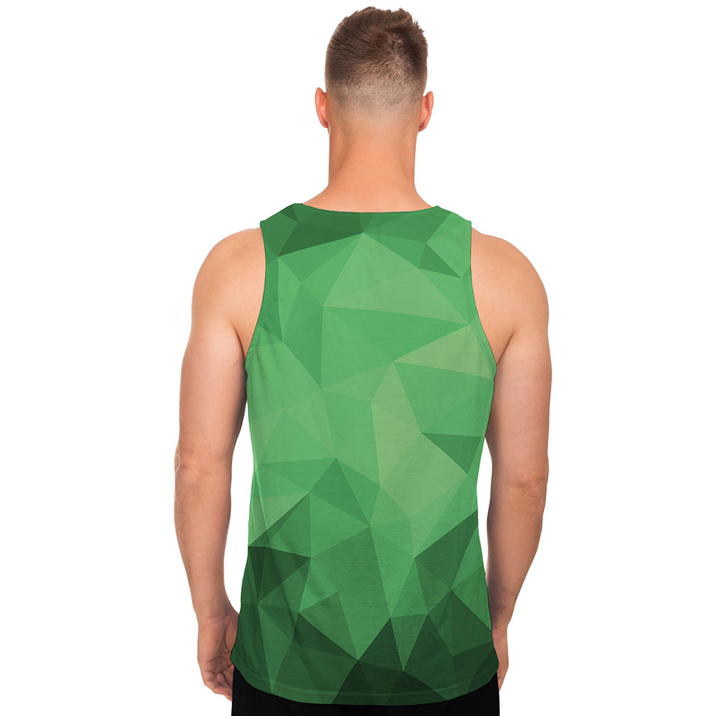 Green Polygonal Geometric Print Men's Tank Top