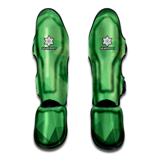 Green Polygonal Geometric Print Muay Thai Shin Guard