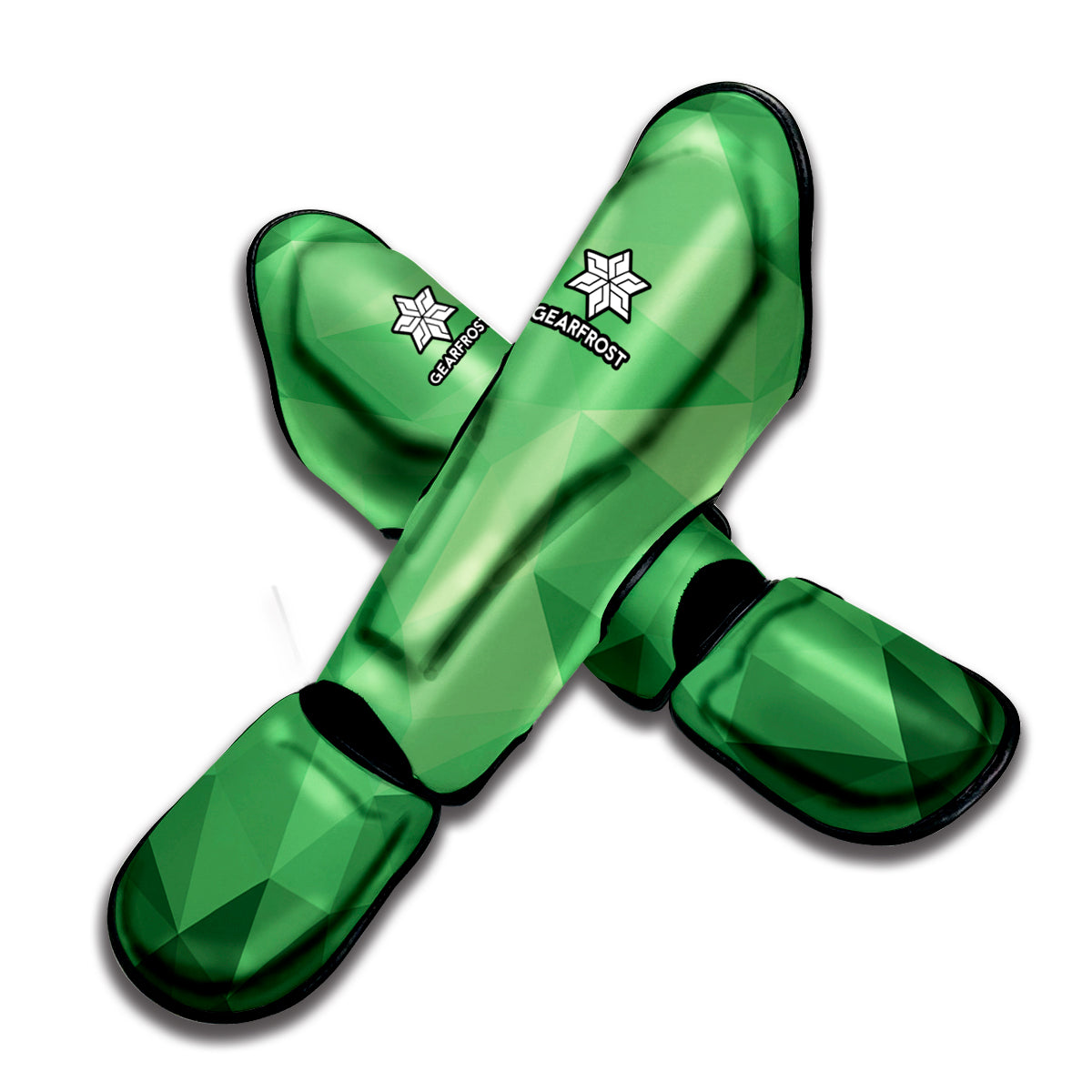 Green Polygonal Geometric Print Muay Thai Shin Guard