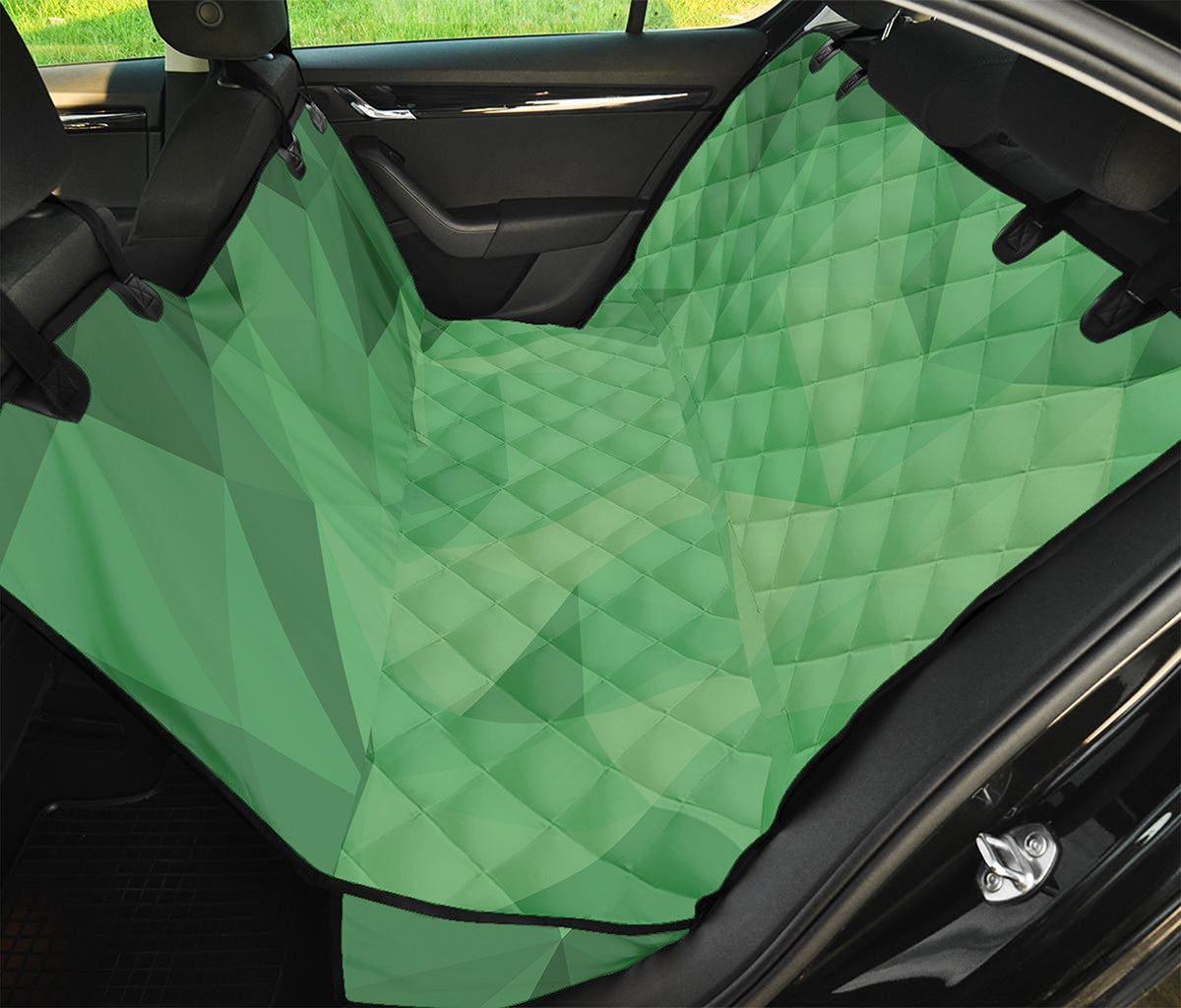 Green Polygonal Geometric Print Pet Car Back Seat Cover