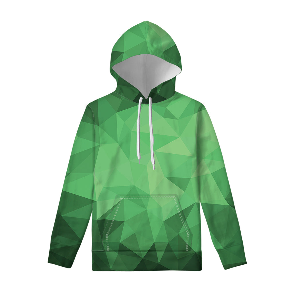 Green Polygonal Geometric Print Pullover Hoodie