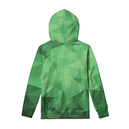 Green Polygonal Geometric Print Pullover Hoodie