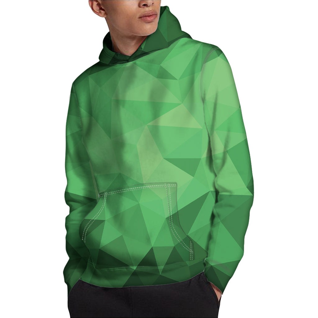 Green Polygonal Geometric Print Pullover Hoodie