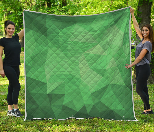 Green Polygonal Geometric Print Quilt