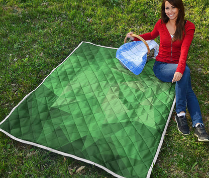 Green Polygonal Geometric Print Quilt