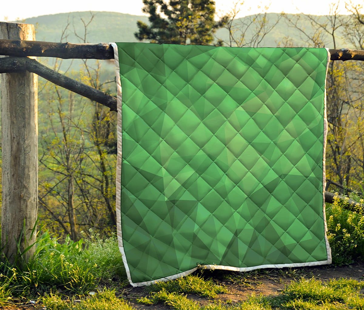 Green Polygonal Geometric Print Quilt