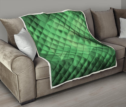 Green Polygonal Geometric Print Quilt