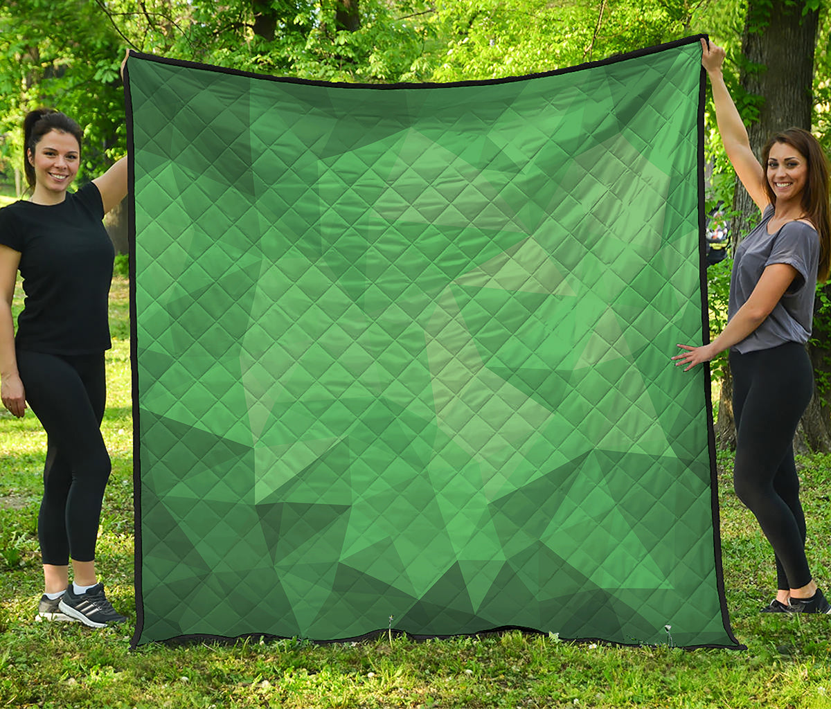 Green Polygonal Geometric Print Quilt
