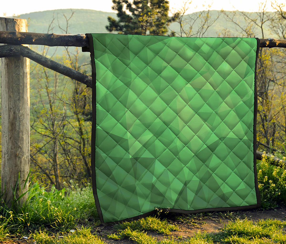 Green Polygonal Geometric Print Quilt