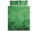 Green Polygonal Geometric Print Quilt Bed Set