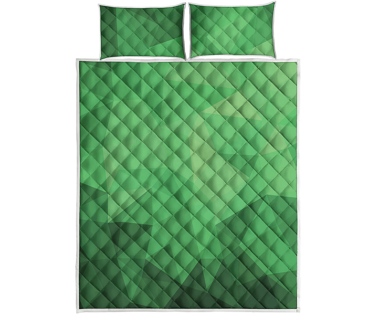 Green Polygonal Geometric Print Quilt Bed Set
