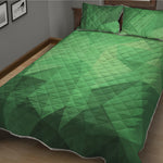 Green Polygonal Geometric Print Quilt Bed Set