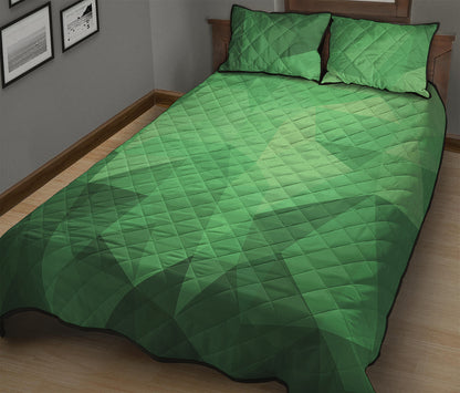 Green Polygonal Geometric Print Quilt Bed Set