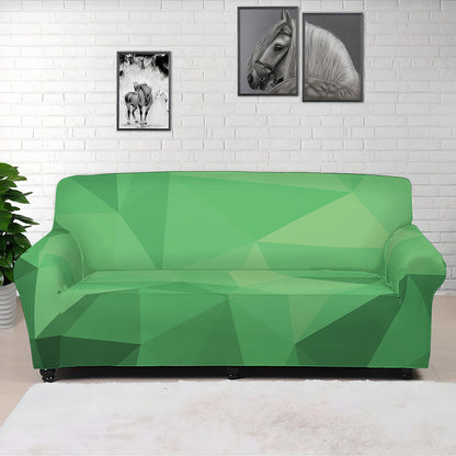 Green Polygonal Geometric Print Sofa Cover